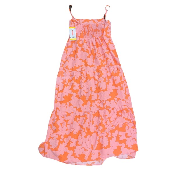 NWT Social Standard by Sanctuary Womens Tank Smocked Back Dress Pink/Coral M - Picture 3 of 3